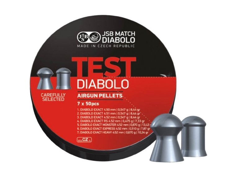 Zestaw testowy śrutu diabolo kal. 4,5 mm w kilku gramaturach